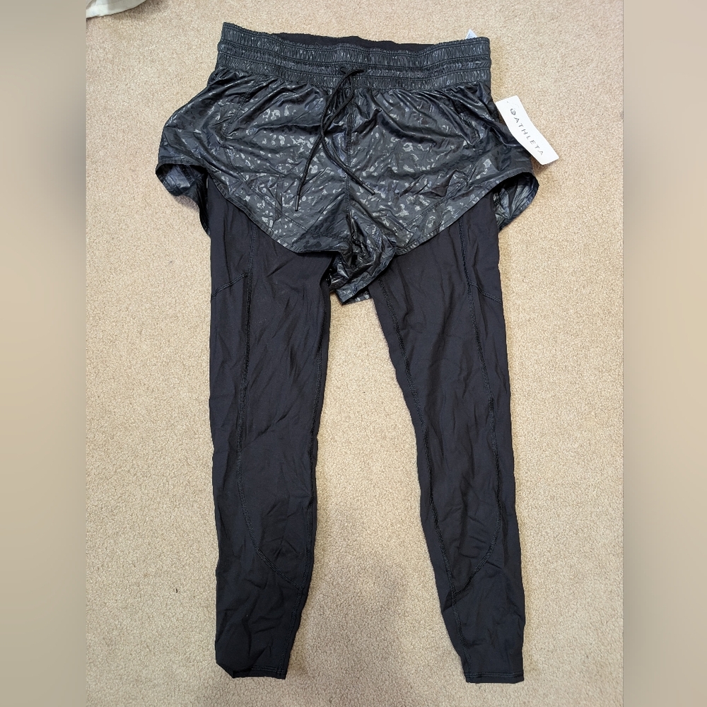 Black Athleta Joggers with Patterned Waistband